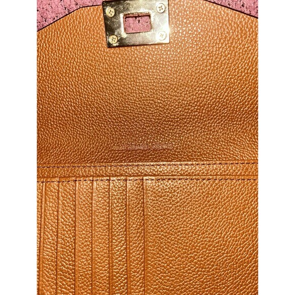 ~MICHAEL KORS Wallet Jet Set Large Continental Leather Turnlock Wallet - Tan - Picture 7 of 11